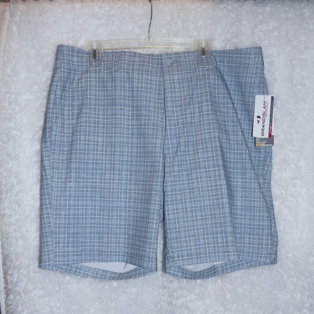 Grandslam men's golf shorts size 40 NWT moisture wicking gray plaid MSRP